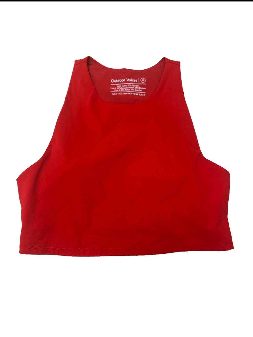 Outdoor Voices High-Neck Athletic Crop Tank Top Built-In Bra Red Poppy Medium
